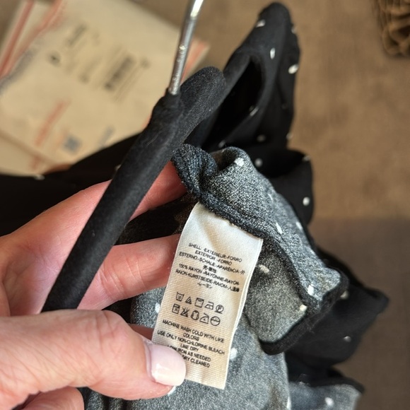 Free People black/white polka dot flared Mini dress Womens 4 deep V cocktail - Picture 9 of 11